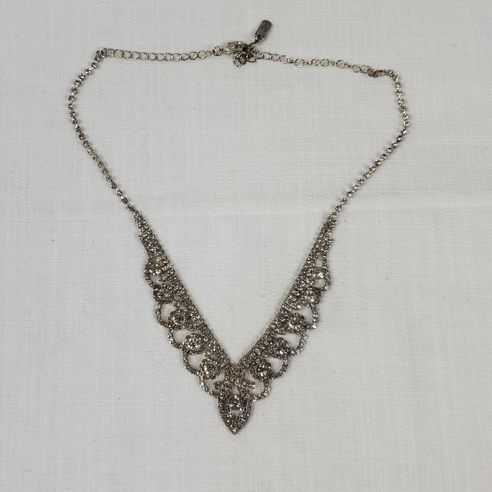 Christina Collection Multi Rhinestone Beautiful Silver tone Necklace